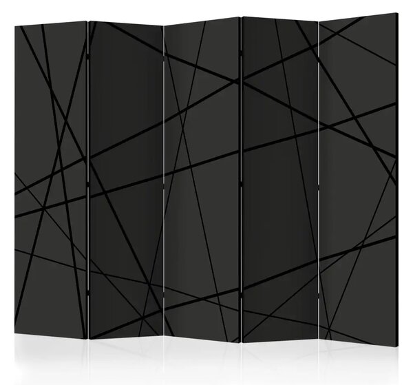 Paravento Incrocio scuro II - astrazione geometrica nera