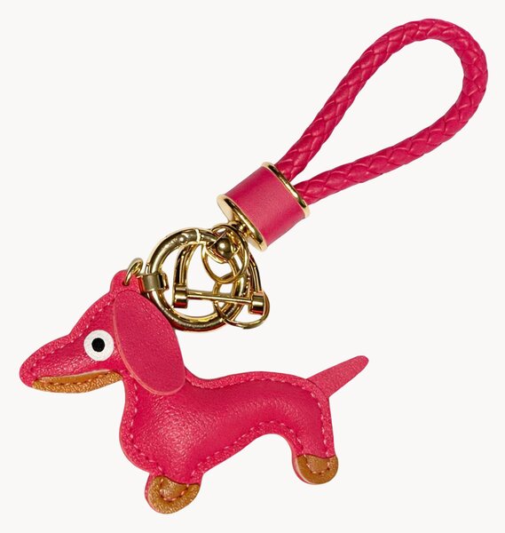 Portachiavi in pelle vegana fatto a mano Dachshund