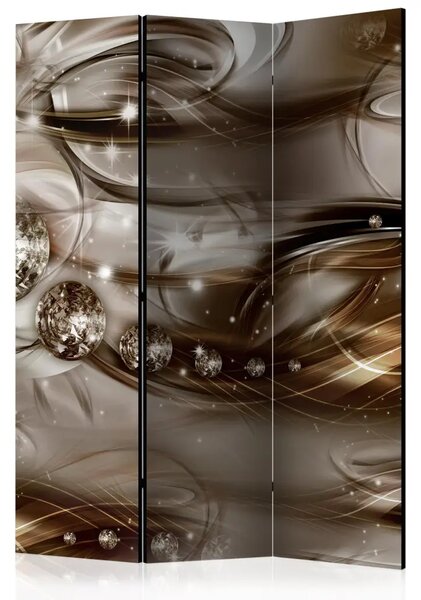Paravento design Fiume grigio - astrazione a diamante in oro e argento
