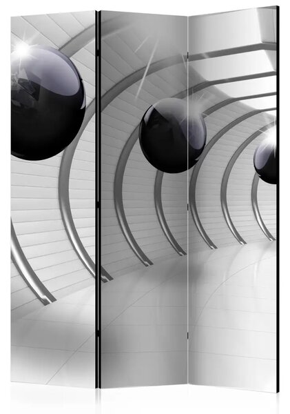 Paravento Tunnel futuristico II - illusione 3D geometrica con sfere