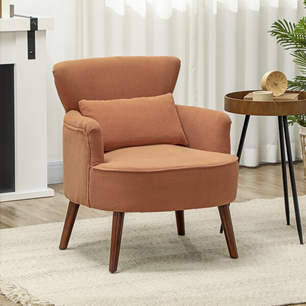 HOMCOM Poltrona Moderna, Imbottita con Cuscino Lombare, Gambe in Gomma, Arancione | Aosom Italy
