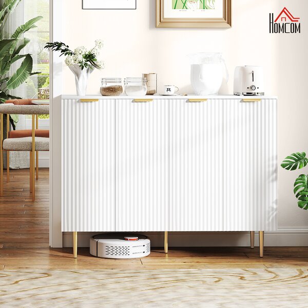 HOMCOM Credenza da cucina con armadi a 2 ante e ripiano regolabile 120 x 40 x 90 cm, Bianco | Aosom Italy