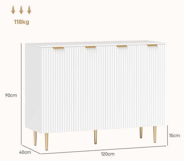 HOMCOM Credenza da cucina con armadi a 2 ante e ripiano regolabile 120 x 40 x 90 cm, Bianco | Aosom Italy