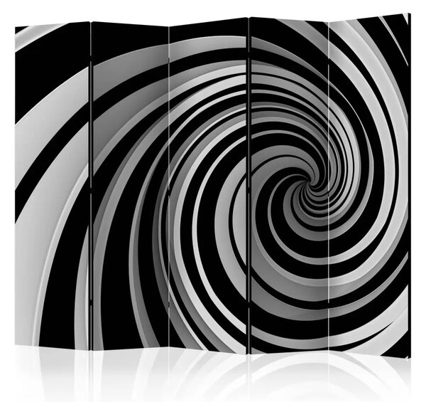 Paravento Swirl in bianco e nero II - Composizione 3D con tunnel contorto