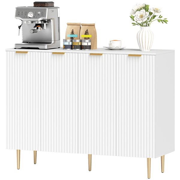 HOMCOM Credenza da cucina con armadi a 2 ante e ripiano regolabile 120 x 40 x 90 cm, Bianco | Aosom Italy