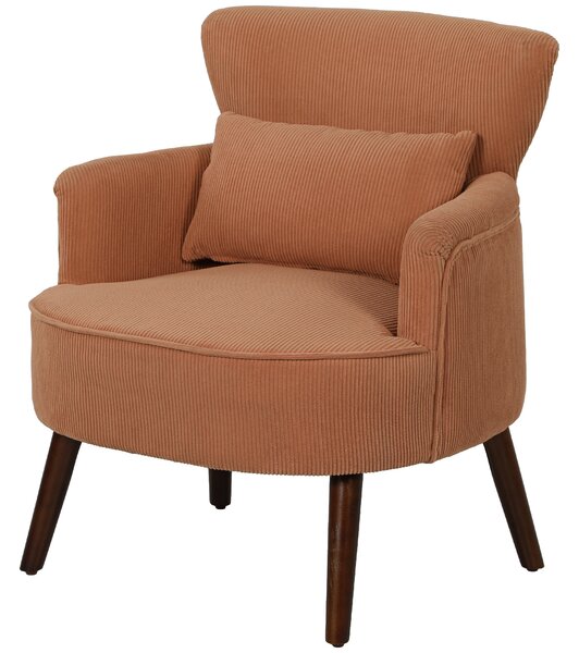HOMCOM Poltrona Moderna, Imbottita con Cuscino Lombare, Gambe in Gomma, Arancione | Aosom Italy