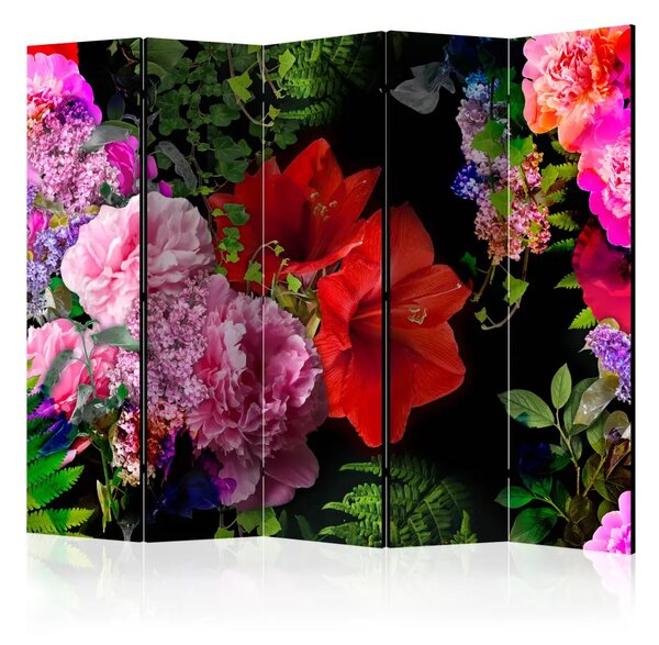 Paravento Sera estiva II - bouquet romantico colorato con rose