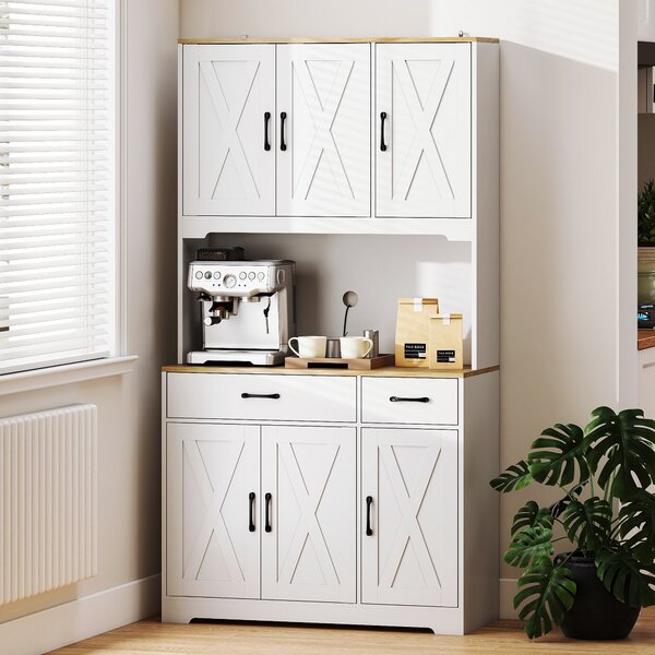 HOMCOM Credenza da cucina con 6 ante, 2 cassetti, piano di lavoro e ripiani regolabili 94x39,5x175,2cm Bianco | Aosom Italy