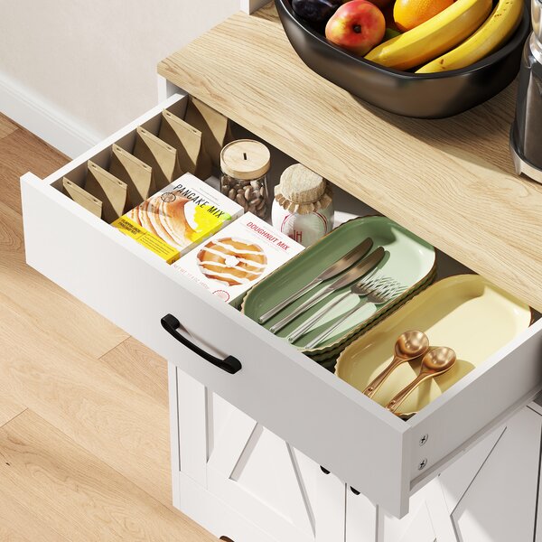 HOMCOM Credenza da cucina con 6 ante, 2 cassetti, piano di lavoro e ripiani regolabili 94x39,5x175,2cm Bianco | Aosom Italy