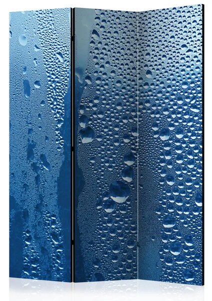 Paravento design Gocce d'acqua su vetro blu - composizione blu