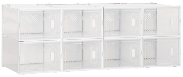 HOMCOM Mobile Scarpiera Modulare Salvaspazio per Interni, 16 Cubi  30x30x30cm in Plastica PP e Acciaio, 125x32x125cm, Trasparente