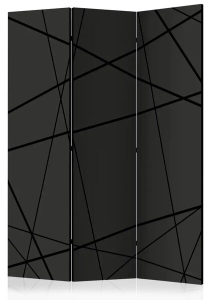 Paravento Incrocio oscuro - astratto geometrico in nero