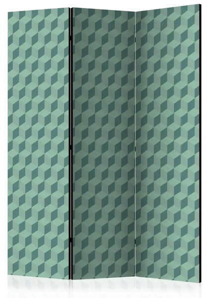 Paravento separè Cubi monocromatici - sfondo geometrico verde 3D