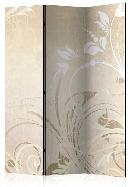 Paravento Sinphonia dei sensi - ornamenti vegetali su sfondo beige