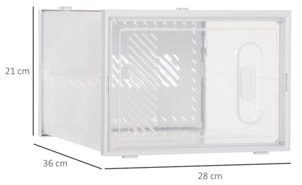 HOMCOM Mobile Scarpiera Modulare Salvaspazio per Interni con Fori di Ventilazione, 8 Cubi 28x36x21cm in Plastica PP, Bianco e Trasparente|Aosom