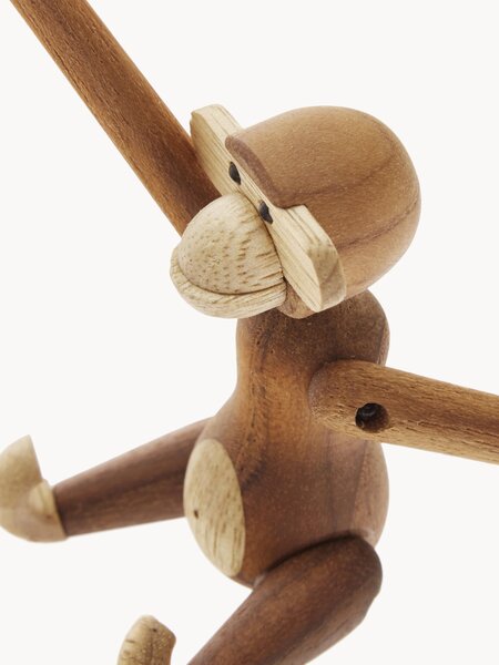 Oggetto decorativo di design in legno di teak Monkey, alt. 10 cm