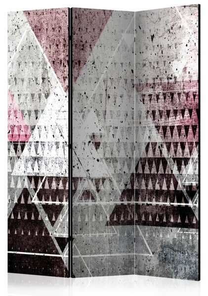 Paravento design Triangoli - unica astrazione geometrica con accento rosa