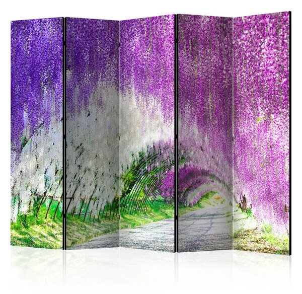 Paravento Giardino incantato II - paesaggio tra fiori viola