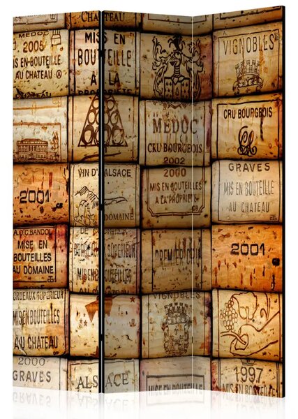 Paravento Wine trail - composizione con illustrazioni e scritte retrò