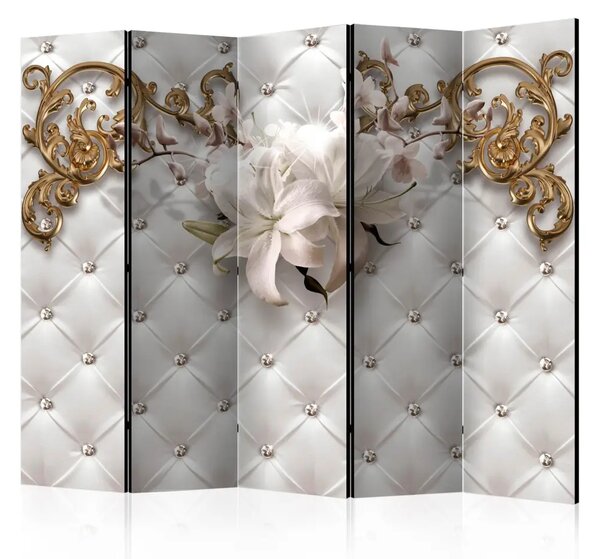 Paravento design Luminoso splendore II - sfondo bianco con ornamenti floreali