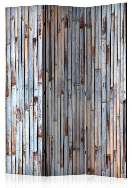Paravento design Storia asiatica - disegno grigio-verdastro su bamboo