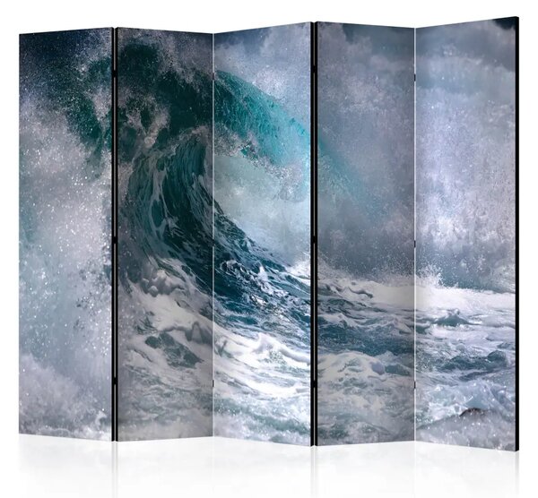 Paravento separè Sulla onda II - mare agitato in tonalità di blu