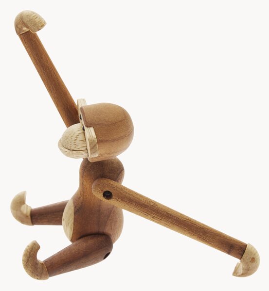 Oggetto decorativo di design in legno di teak Monkey, alt. 10 cm