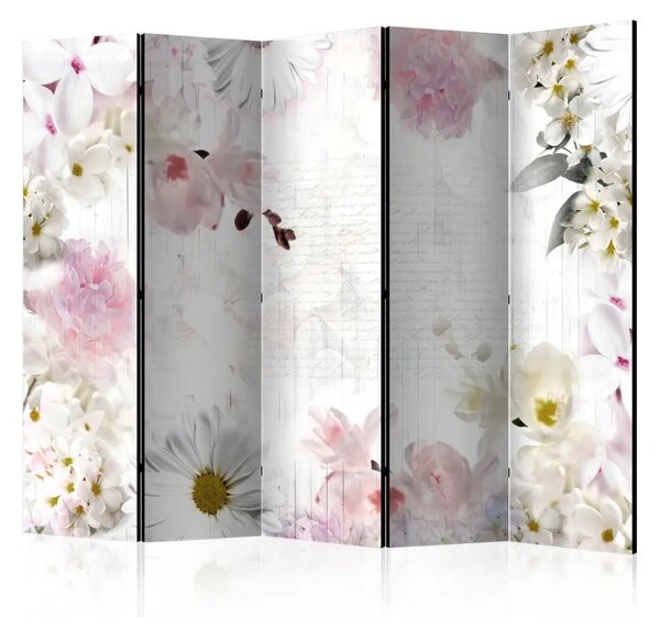 Paravento design Profumo di primavera II - collage romantico di fiori vivaci