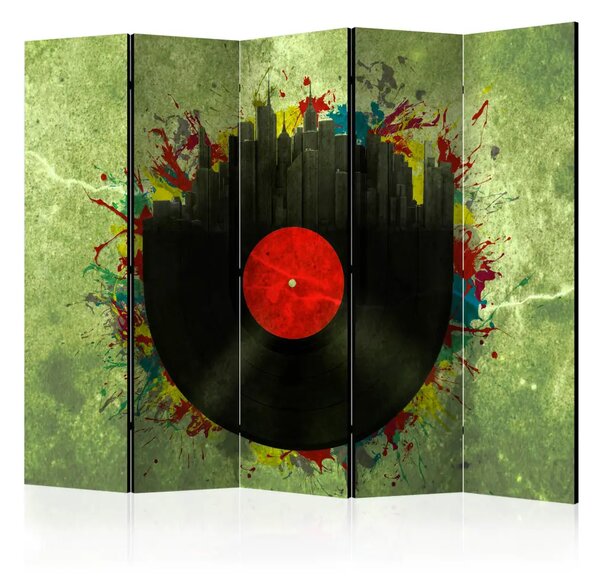 Paravento design Melodie colorate della città II - espressione musicale
