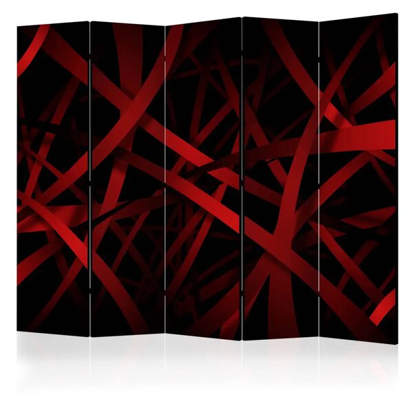Paravento design Paura del buio II - astrazione nera e rossa
