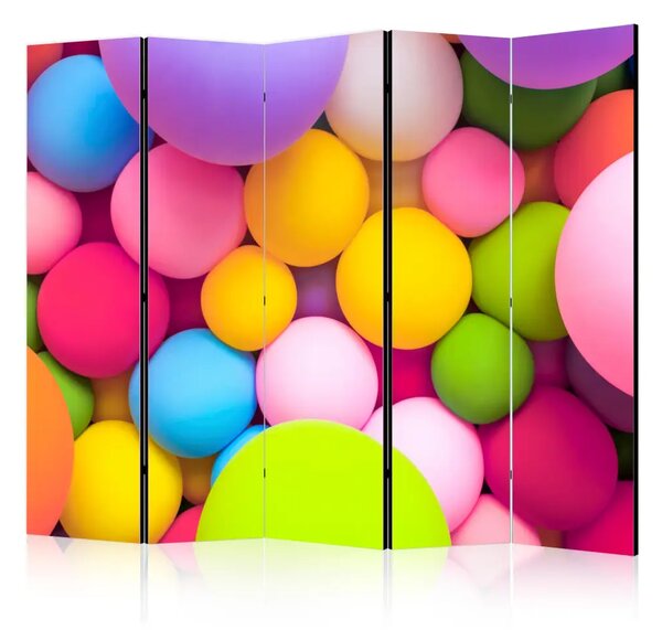 Paravento separè Palline colorate II - composizione geometrica colorata in 3D
