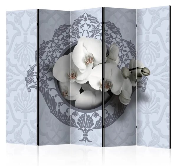 Paravento Orchidee: motivo reale II - elegante disegno floreale