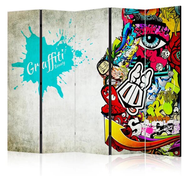 Paravento separè Bellezza graffiti II - murale colorato in stile giovanile