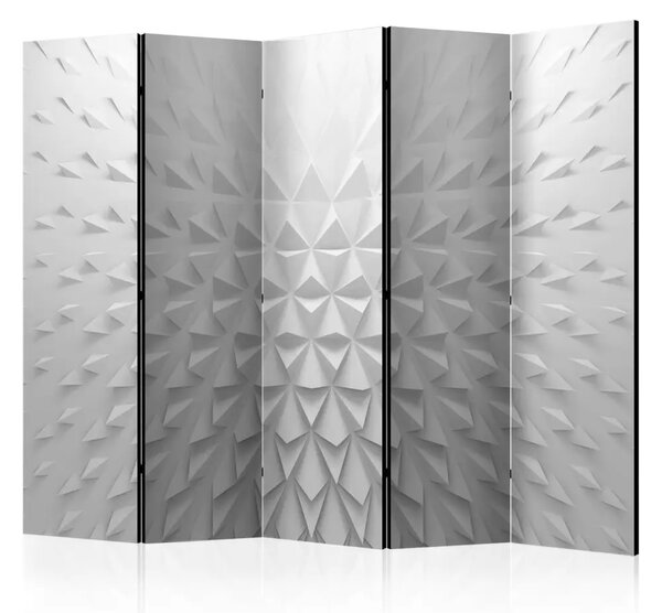 Paravento separè Tetraedri II - astrazione bianca di forme geometriche