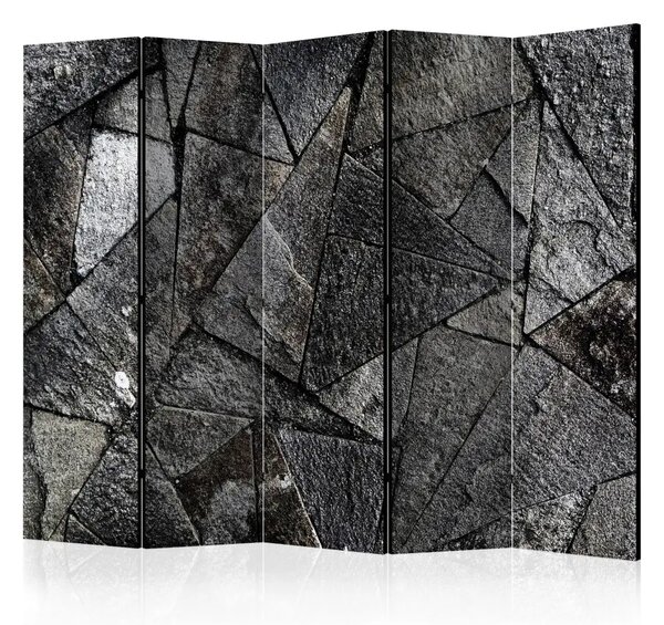 Paravento design Pavement tiles grey II - sfondo scuro a triangoli