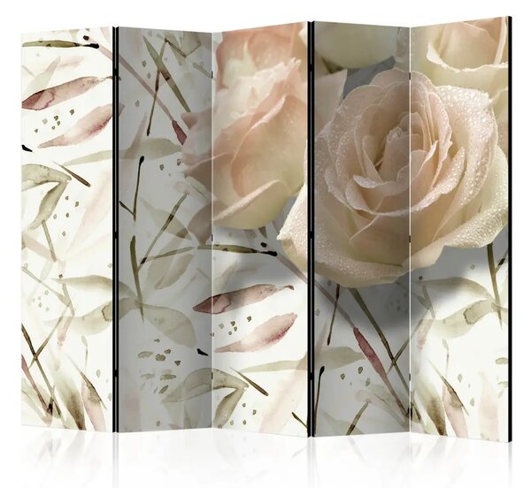 Paravento design Auguri di compleanno II - collage di acquerelli in rose chiare
