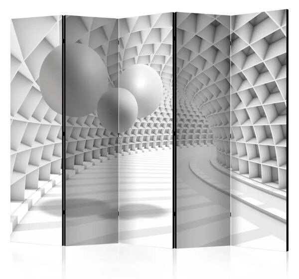 Paravento Tunnel Astratto II - illusione 3D in tonalità bianche