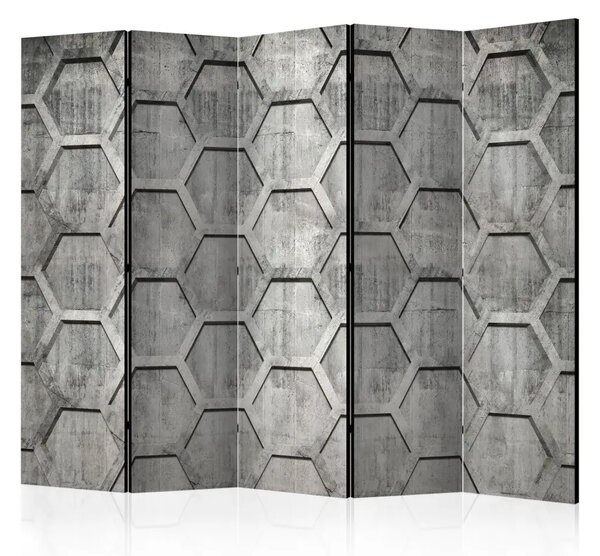 Paravento Cubetti di Platino II - sfondo geometrico in grigio