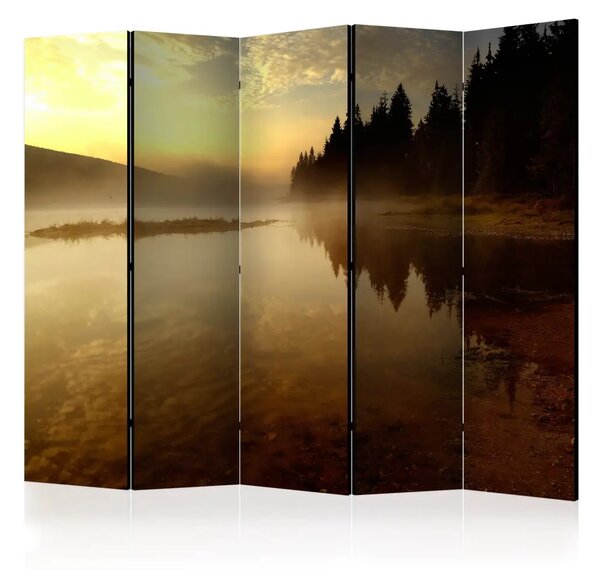 Paravento design Foresta e Lago II - paesaggio acquatico con alberi