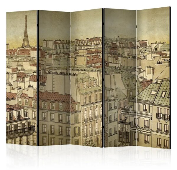Paravento separè Addio Parigi II - panorama cittadino in seppia