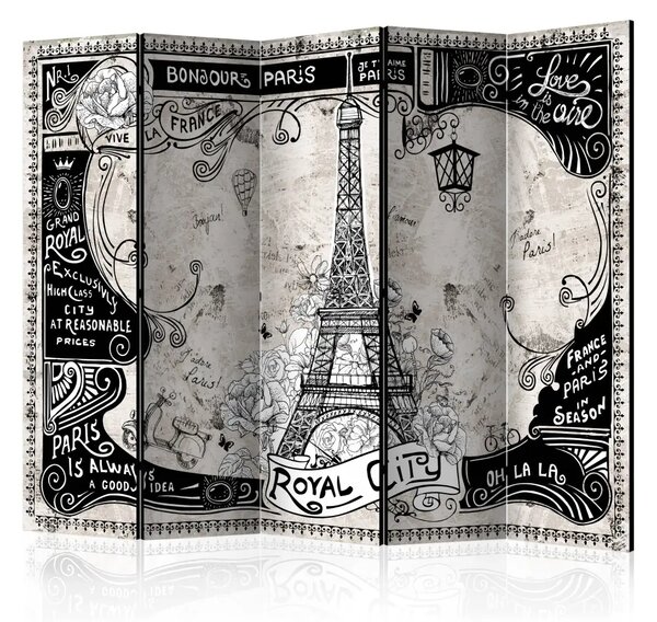 Paravento separè Bonjour Paris II - composizione con Torre Eiffel e scritte
