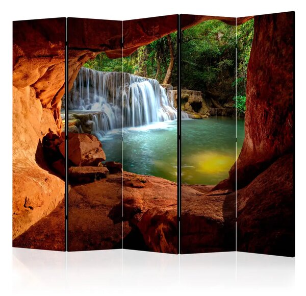 Paravento separè Grotta: Cascata nel bosco II - vista tra le rocce