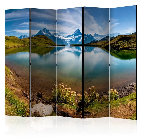 Paravento design Montagne riflesse in uno specchio d'acqua - natura