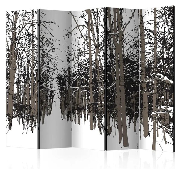 Paravento design Alberi - inverno II - astrazione in bosco innevato