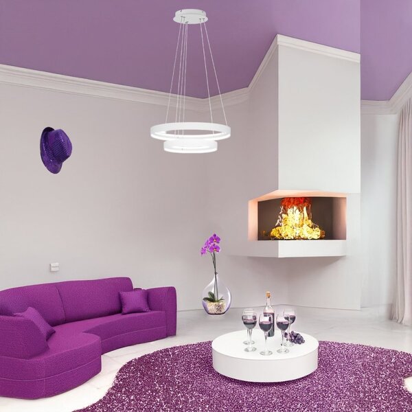 Lampadario moderno top light malika 1216 s2 bi led cct switch 9424lm bianco - Top Light