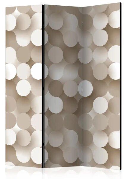 Paravento separè Rete d'oro - composizione geometrica in cerchi beige chiaro