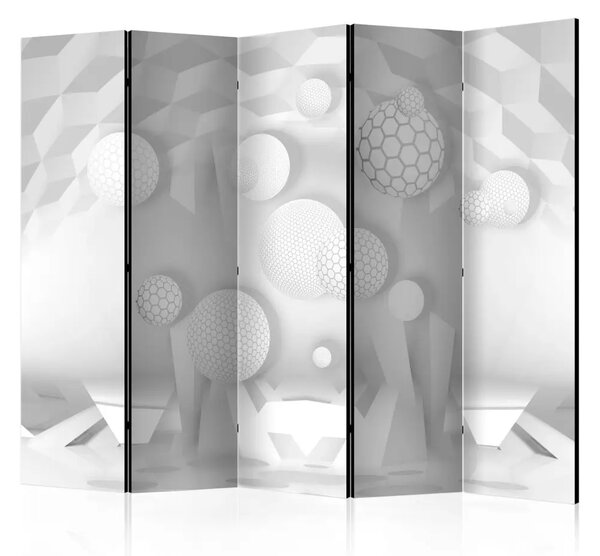 Paravento design Cerchi nello spazio II - astrazione geometrica bianca