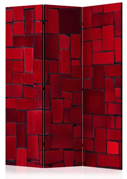 Paravento Immagine rossa - mosaico di mattonelle color cremisi