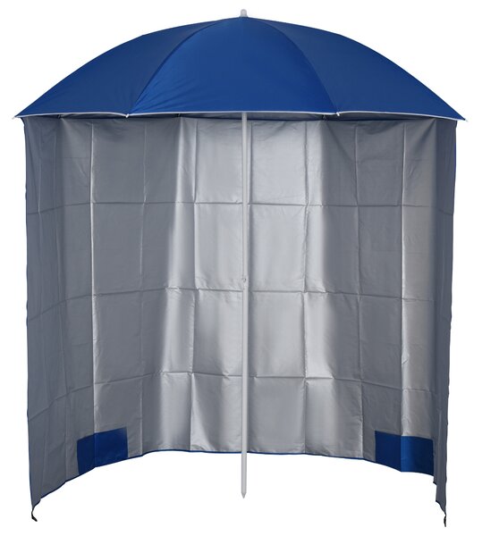 Outsunny Ombrellone da Spiaggia con Tenda Integrata, in Metallo e Poliestere, Ø220x220 cm, Blu