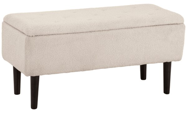 HOMCOM Panca Fondoletto con Vano Contenitore da 47L e Rivestimento Bouclé, 95x38x45 cm, Beige|Aosom